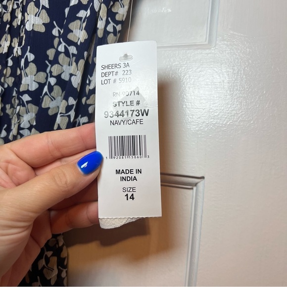 #99 MSK NAVY & CREAM FLORAL DRESS SIZE 14 - Picture 7 of 8